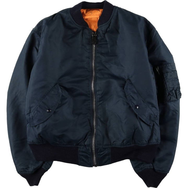 Fashion Park MA-1 Style Padded Military Flight Jacket, Men's Size L Nylon navy blue type Vintage Second Hand