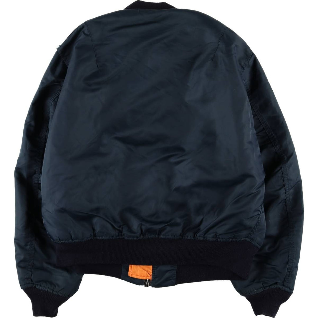 Fashion Park MA-1 Style Padded Military Flight Jacket, Men's Size L Nylon navy blue type Vintage Second Hand