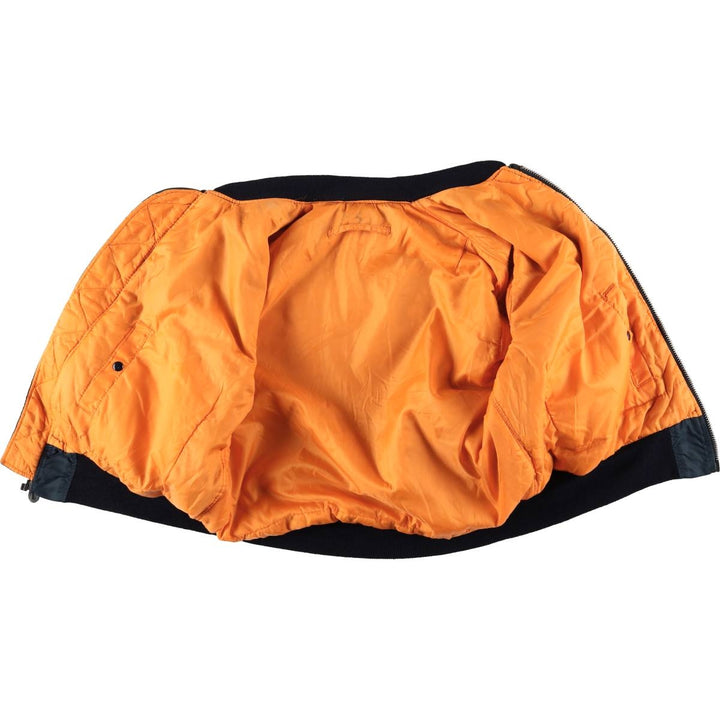 Fashion Park MA-1 Style Padded Military Flight Jacket, Men's Size L Nylon navy blue type Vintage Second Hand