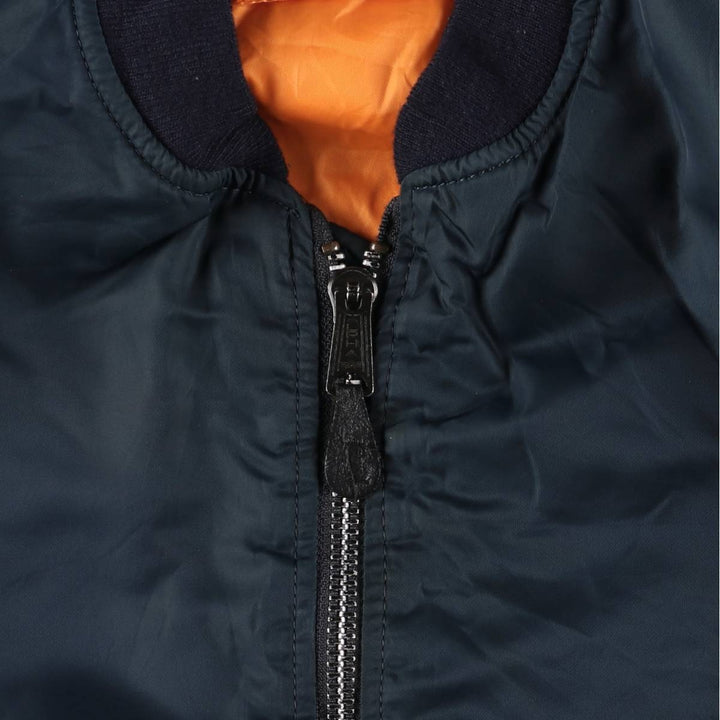 Fashion Park MA-1 Style Padded Military Flight Jacket, Men's Size L Nylon navy blue type Vintage Second Hand