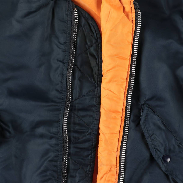 Fashion Park MA-1 Style Padded Military Flight Jacket, Men's Size L Nylon navy blue type Vintage Second Hand