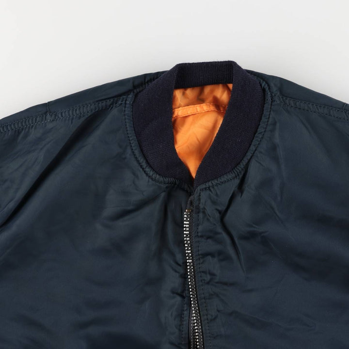 Fashion Park MA-1 Style Padded Military Flight Jacket, Men's Size L Nylon navy blue type Vintage Second Hand