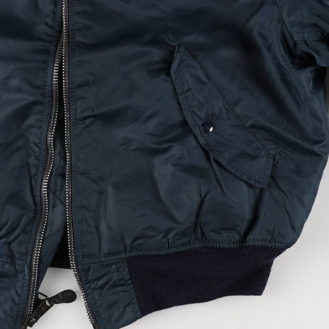 Fashion Park MA-1 Style Padded Military Flight Jacket, Men's Size L Nylon navy blue type Vintage Second Hand