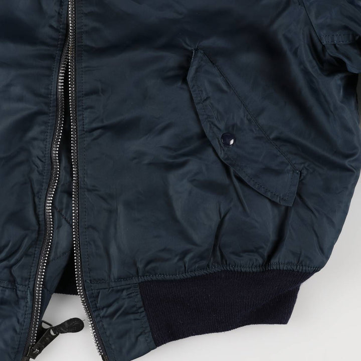 Fashion Park MA-1 Style Padded Military Flight Jacket, Men's Size L Nylon navy blue type Vintage Second Hand