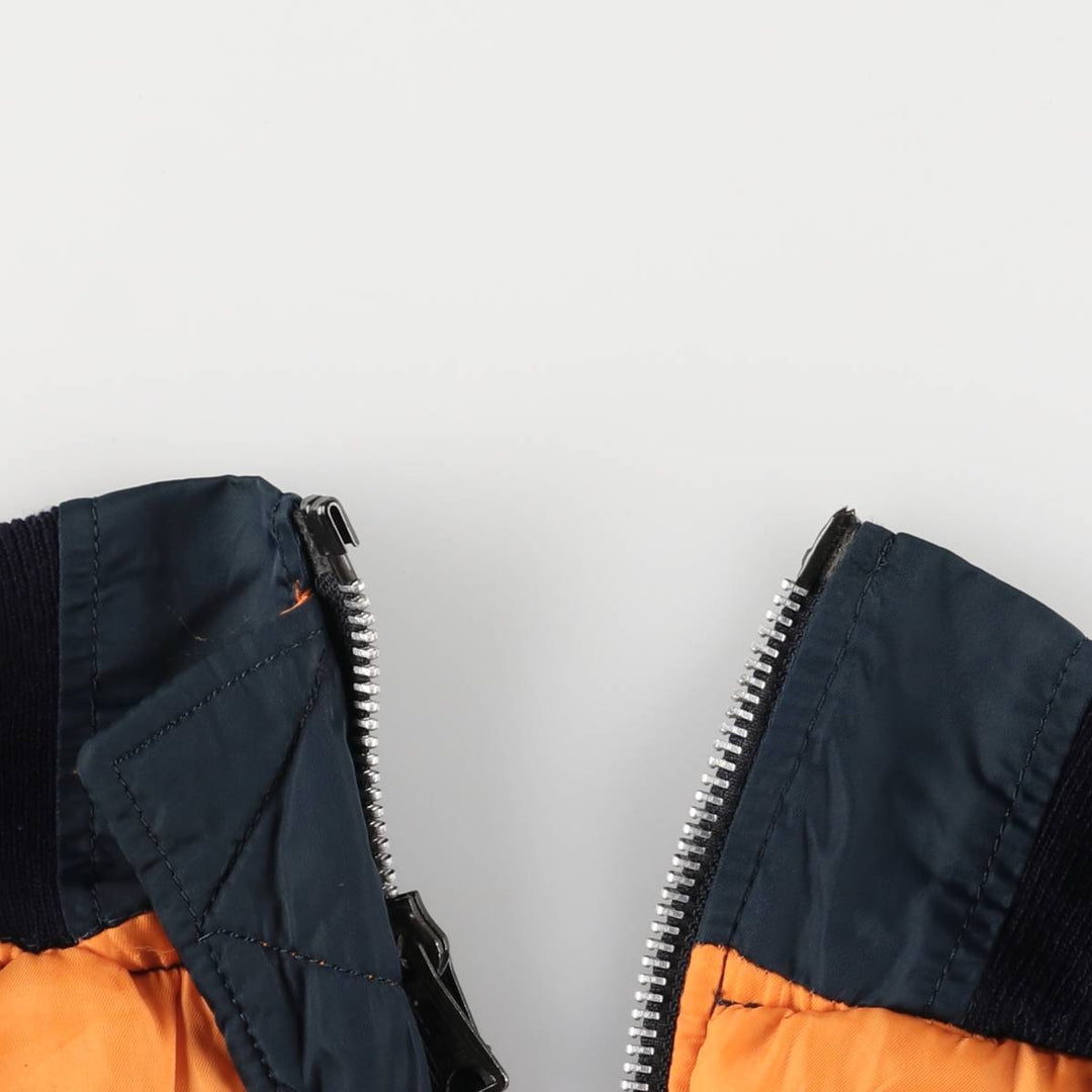 Fashion Park MA-1 Style Padded Military Flight Jacket, Men's Size L Nylon navy blue type Vintage Second Hand