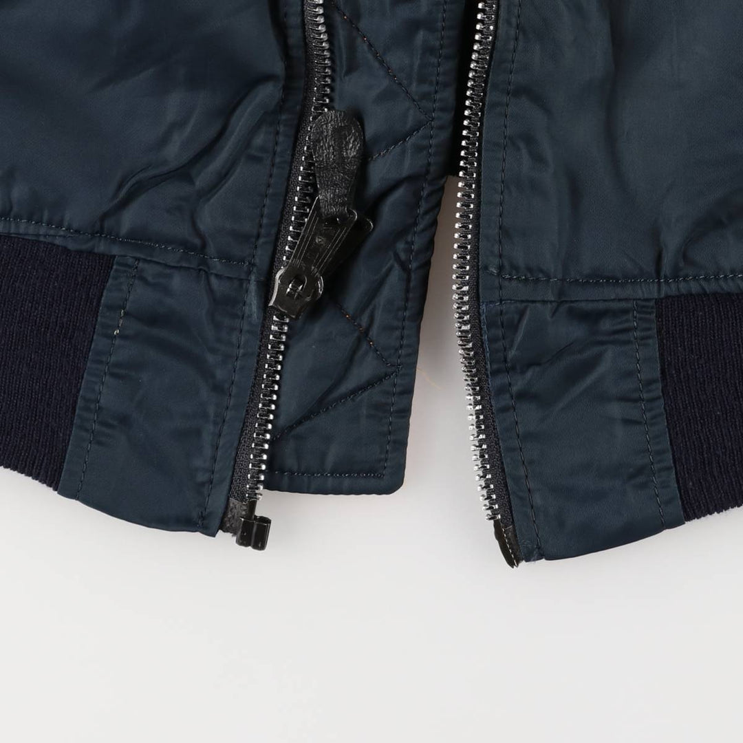 Fashion Park MA-1 Style Padded Military Flight Jacket, Men's Size L Nylon navy blue type Vintage Second Hand