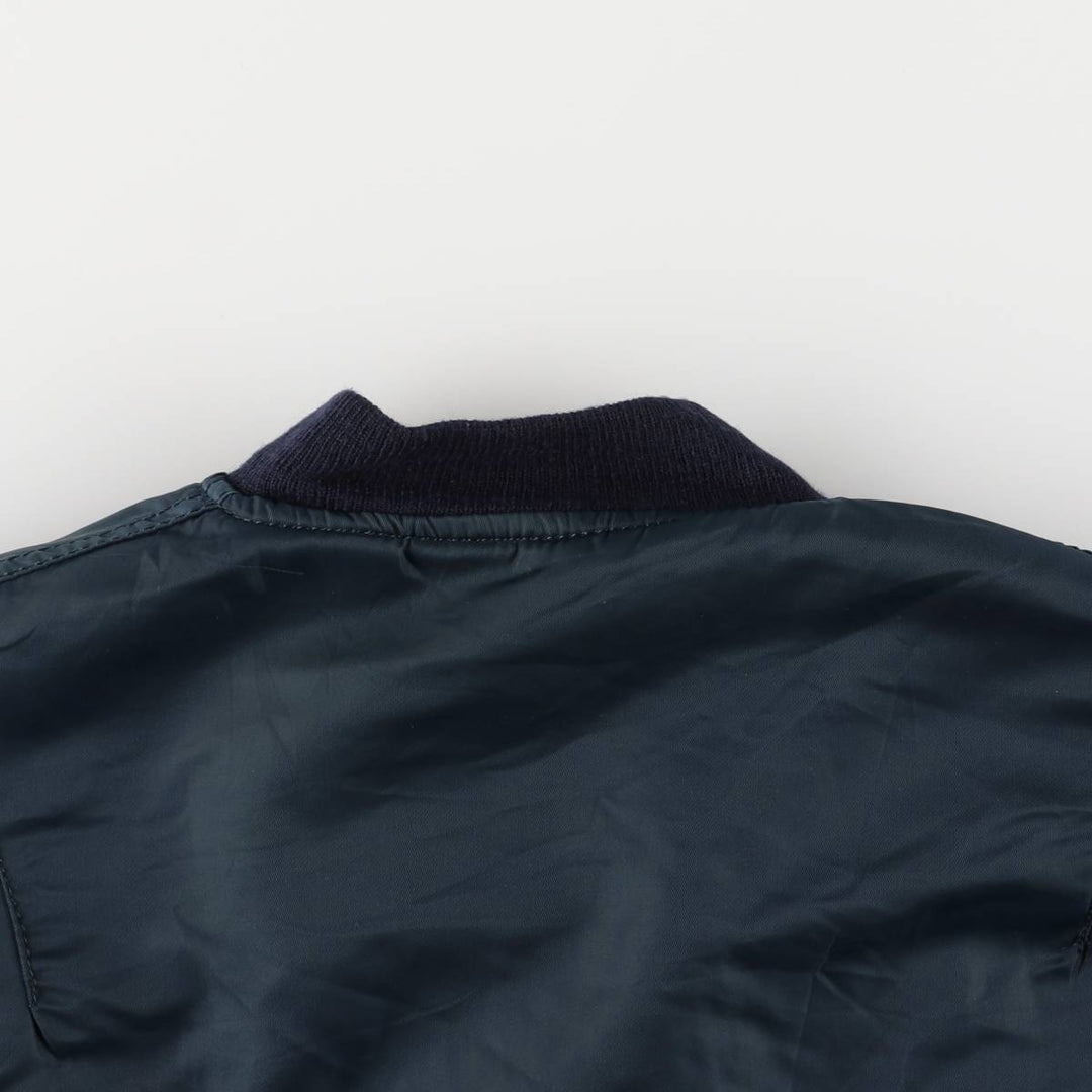 Fashion Park MA-1 Style Padded Military Flight Jacket, Men's Size L Nylon navy blue type Vintage Second Hand