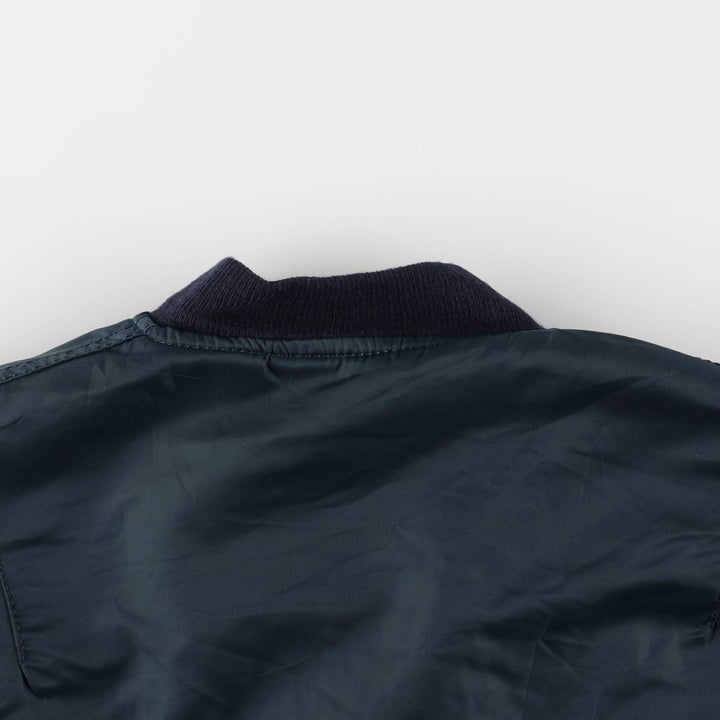 Fashion Park MA-1 Style Padded Military Flight Jacket, Men's Size L Nylon navy blue type Vintage Second Hand
