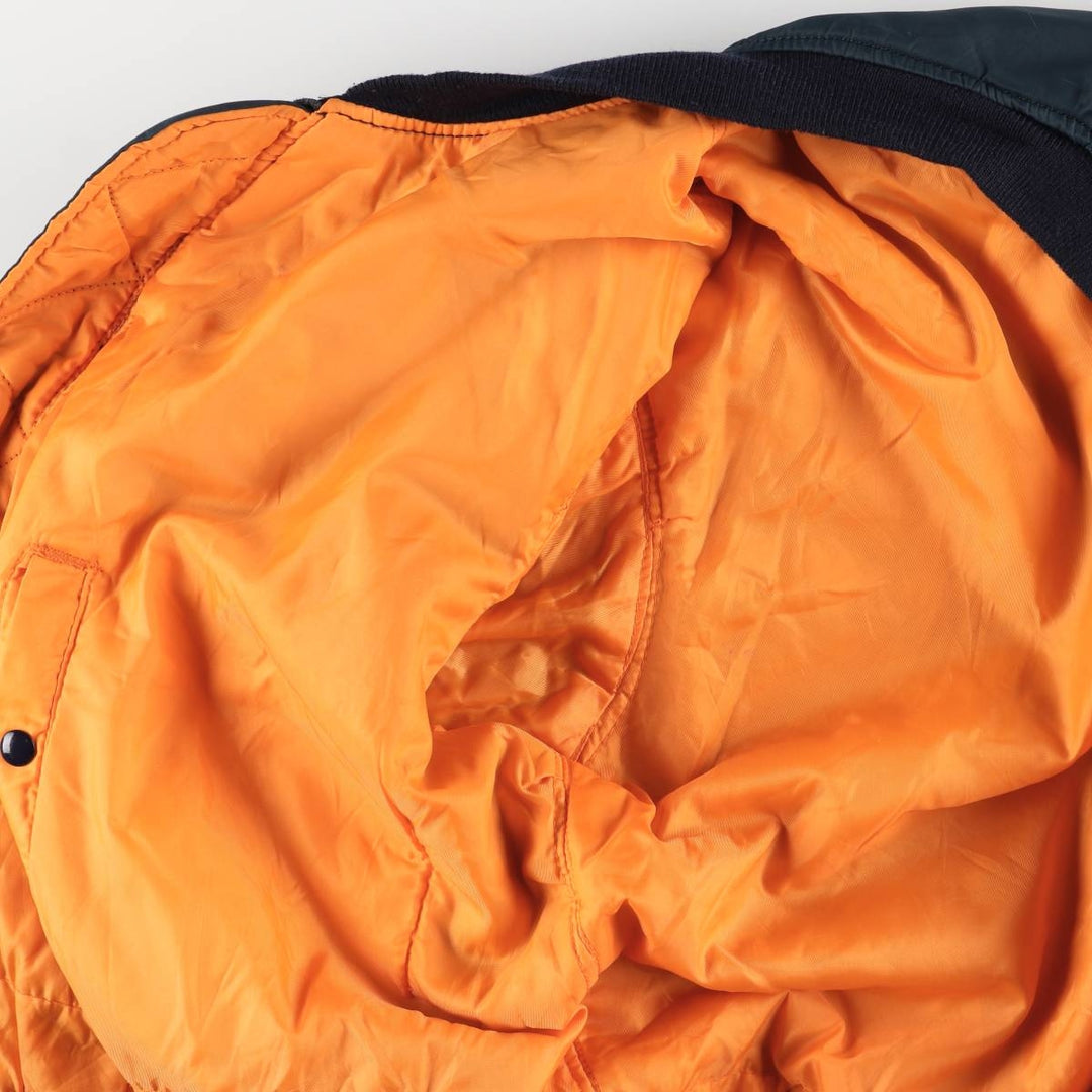 Fashion Park MA-1 Style Padded Military Flight Jacket, Men's Size L Nylon navy blue type Vintage Second Hand