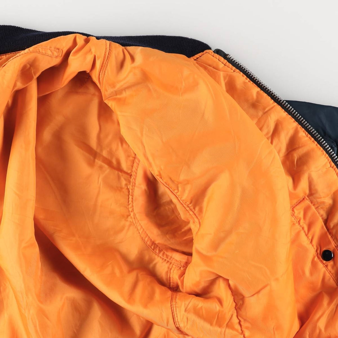 Fashion Park MA-1 Style Padded Military Flight Jacket, Men's Size L Nylon navy blue type Vintage Second Hand