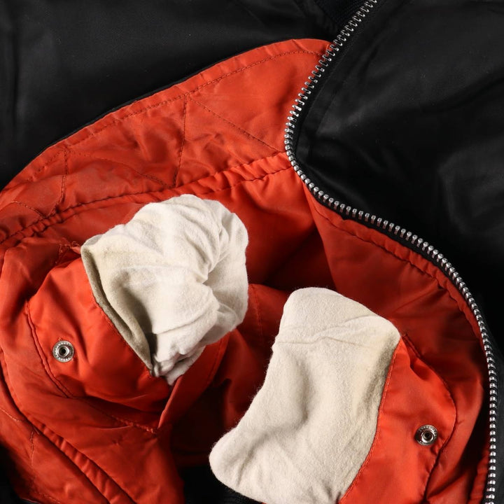 Oversized, civilian-issue BRUGI INDUSTRIES MA-1 style military flight jacket, men's, equivalent to XXXL, vintage Nylon black type Vintage Second Hand