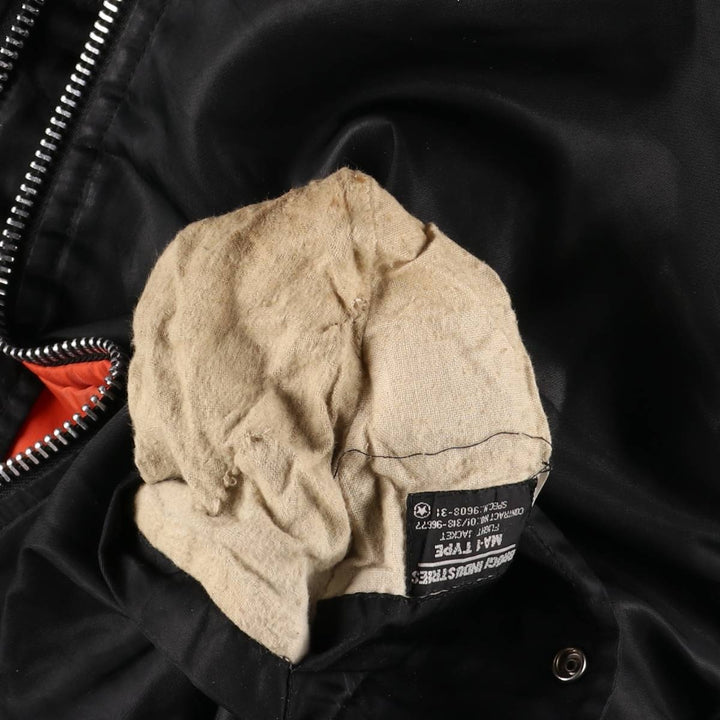 Oversized, civilian-issue BRUGI INDUSTRIES MA-1 style military flight jacket, men's, equivalent to XXXL, vintage Nylon black type Vintage Second Hand