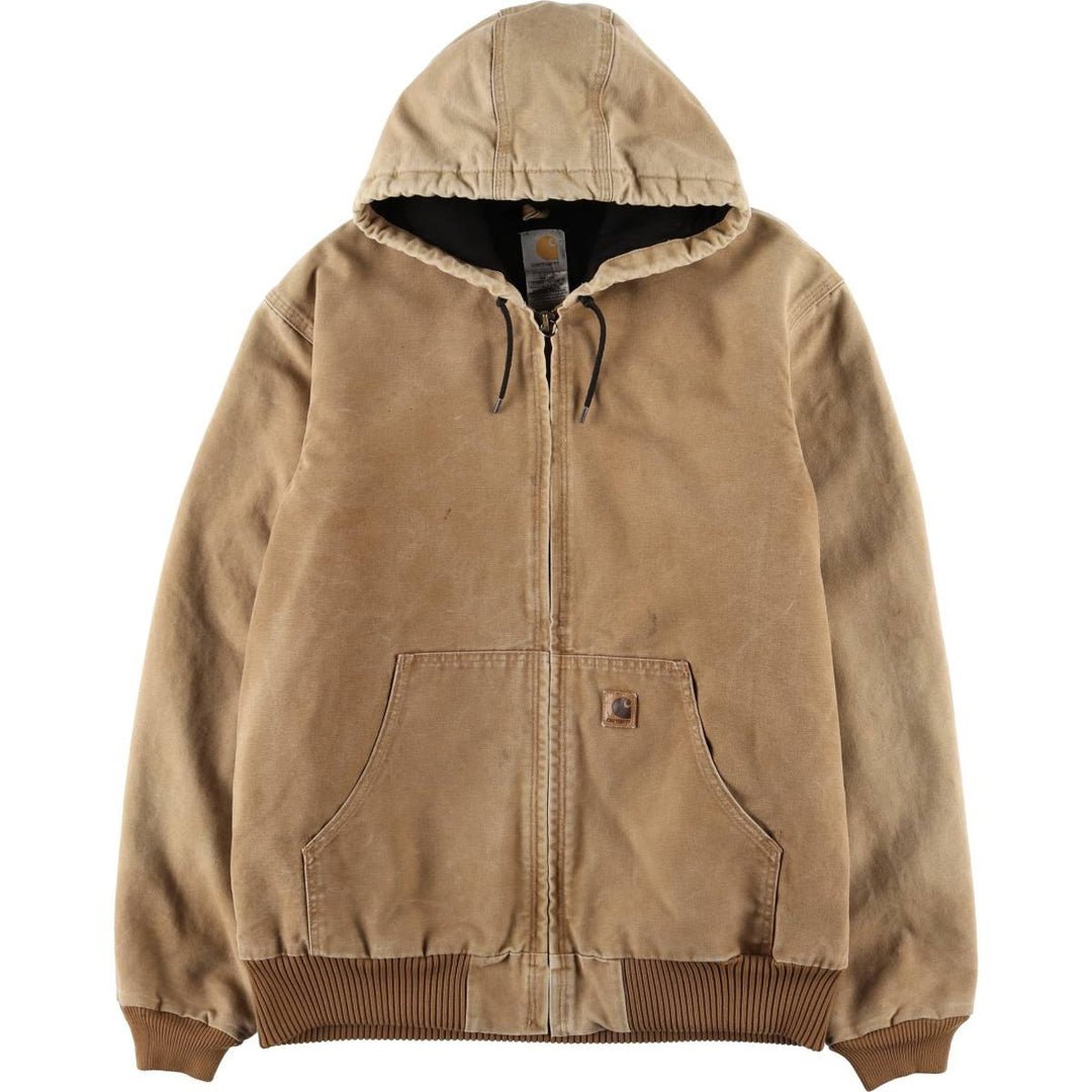 00'S Carhartt Active Jacket Duck Full Zip Parka Men's L size cotton Beige type Vintage Second Hand