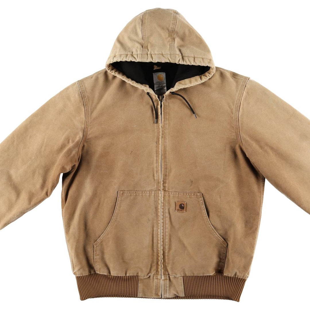 00'S Carhartt Active Jacket Duck Full Zip Parka Men's L size cotton Beige type Vintage Second Hand