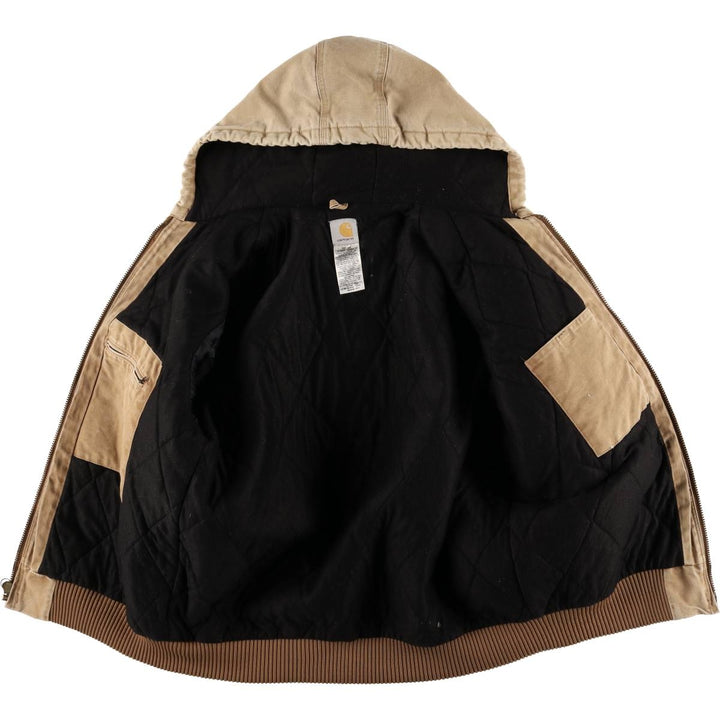 00'S Carhartt Active Jacket Duck Full Zip Parka Men's L size cotton Beige type Vintage Second Hand