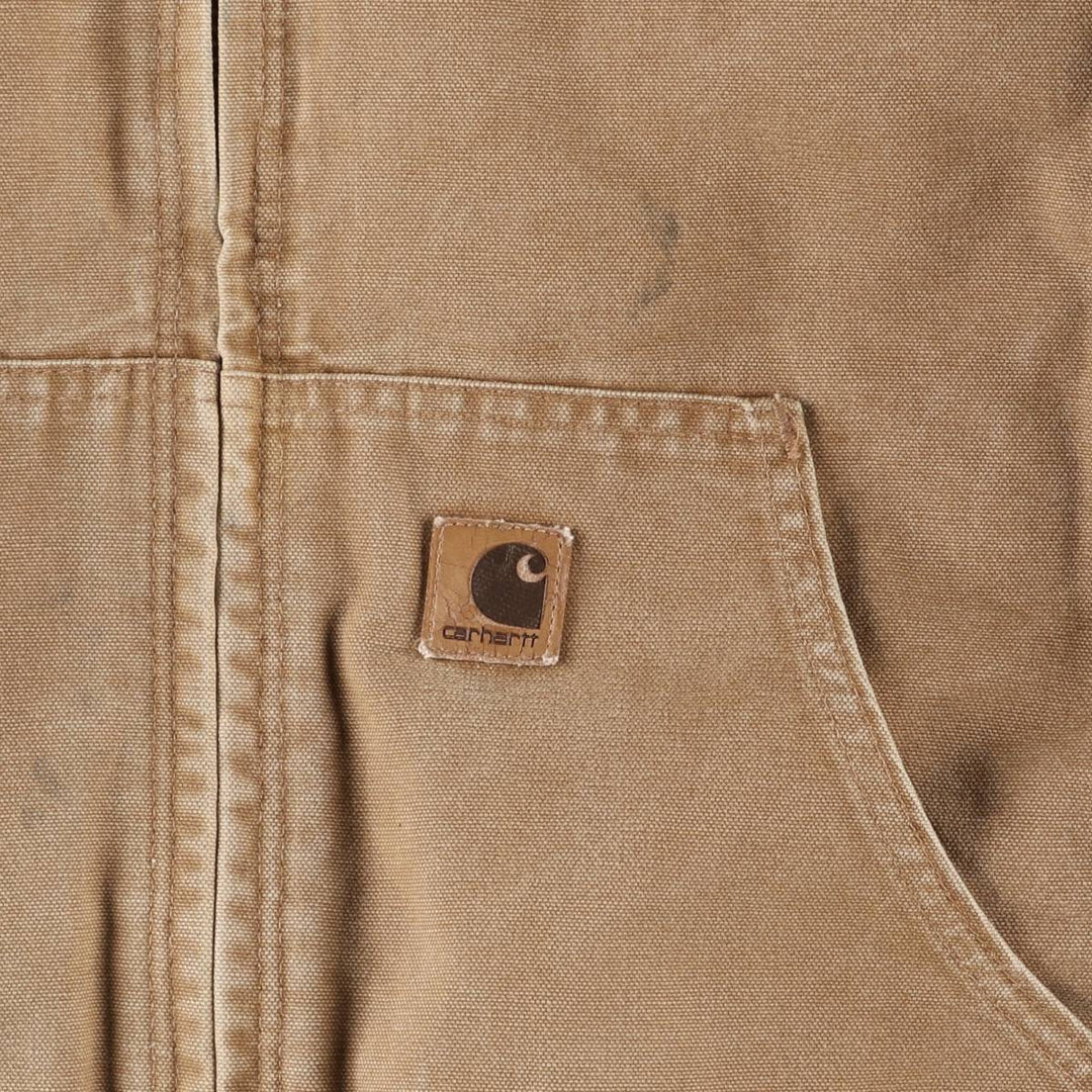00'S Carhartt Active Jacket Duck Full Zip Parka Men's L size cotton Beige type Vintage Second Hand