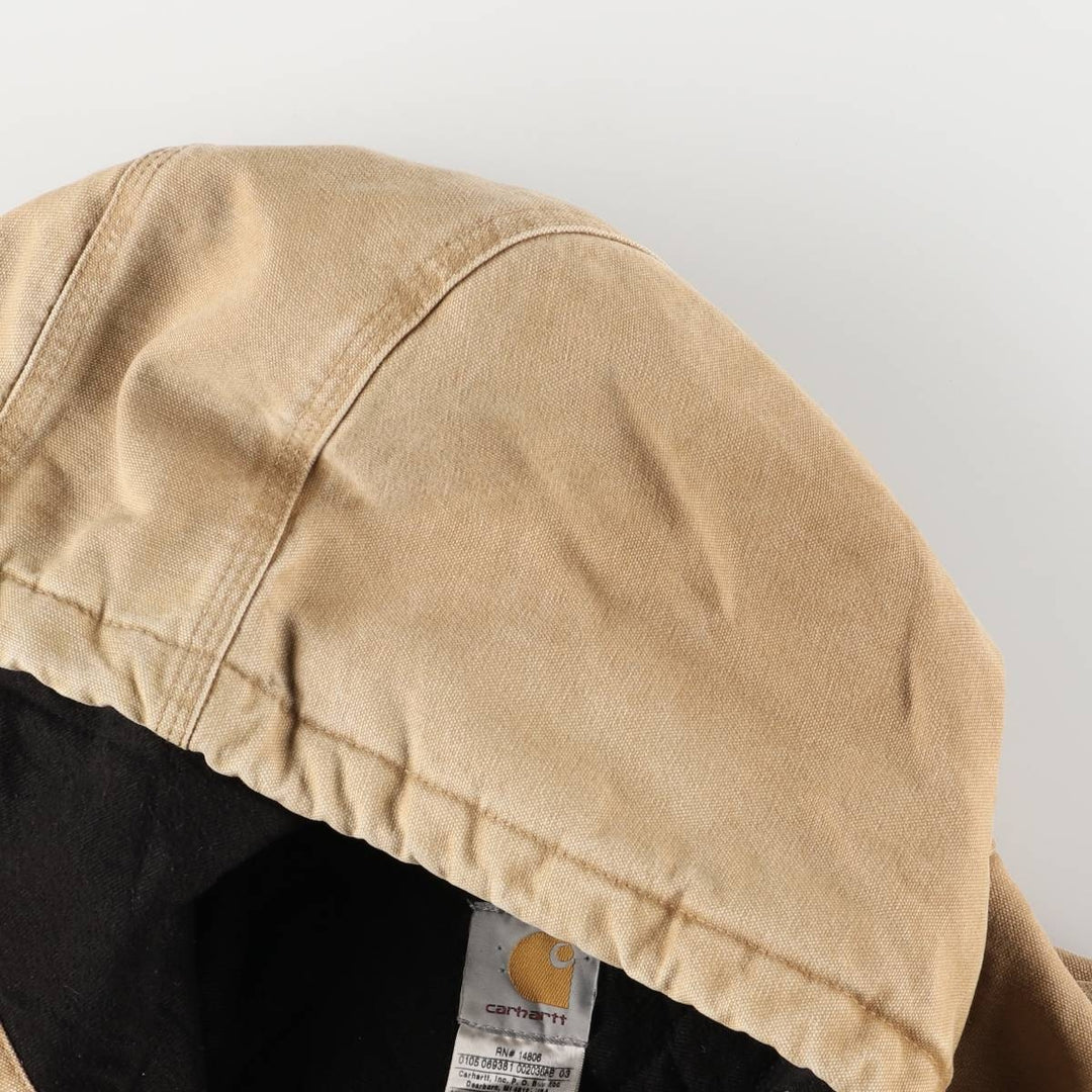 00'S Carhartt Active Jacket Duck Full Zip Parka Men's L size cotton Beige type Vintage Second Hand