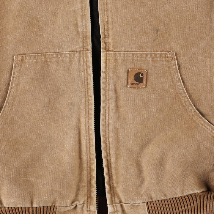 00'S Carhartt Active Jacket Duck Full Zip Parka Men's L size cotton Beige type Vintage Second Hand