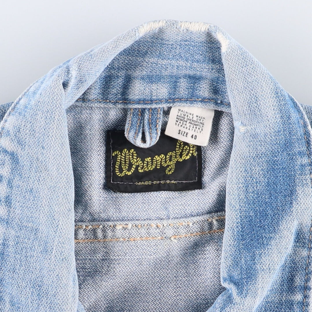 Vintage 1970'S Wrangler denim jacket, made in the USA, size S, men's unclear blue type Vintage Second Hand