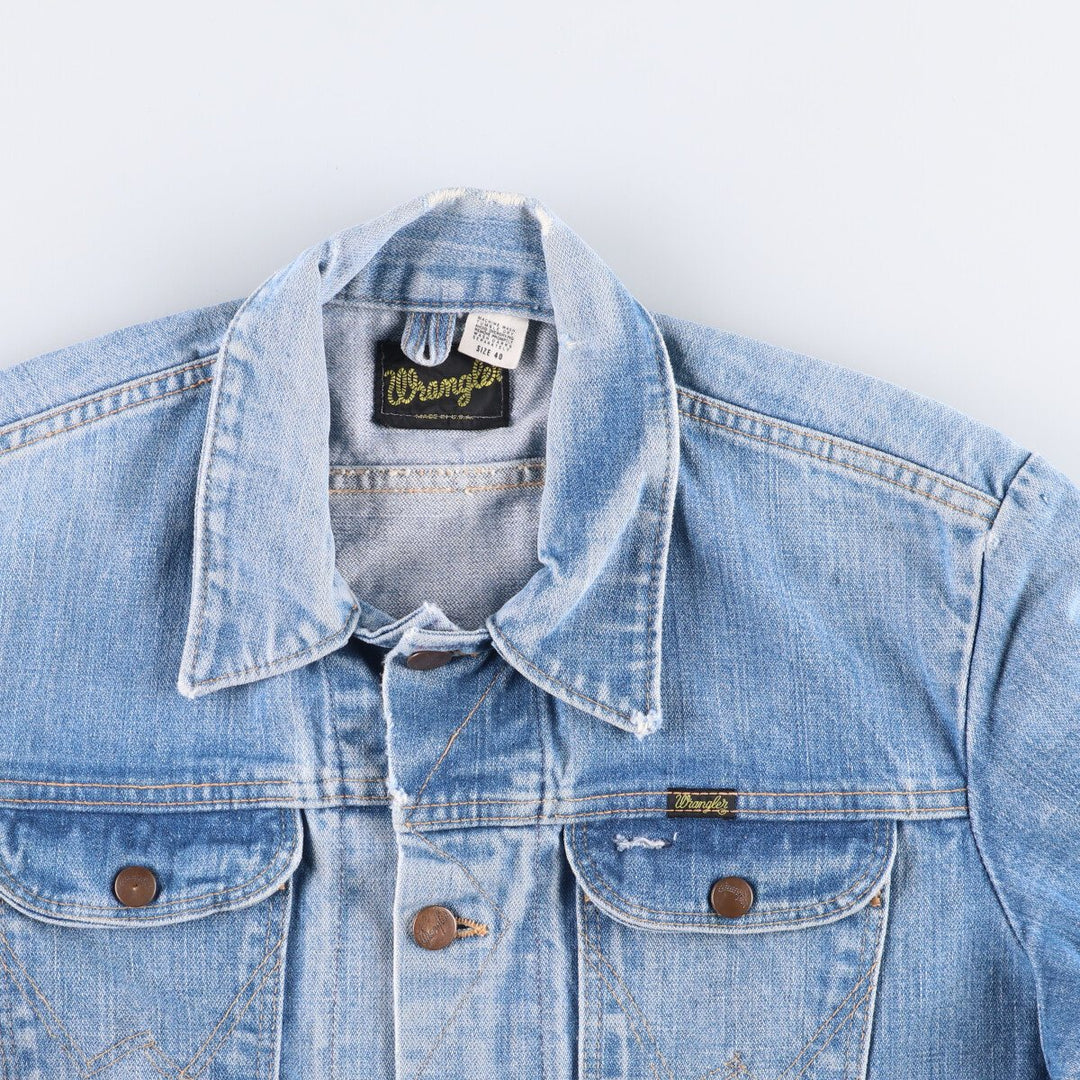 Vintage 1970'S Wrangler denim jacket, made in the USA, size S, men's unclear blue type Vintage Second Hand