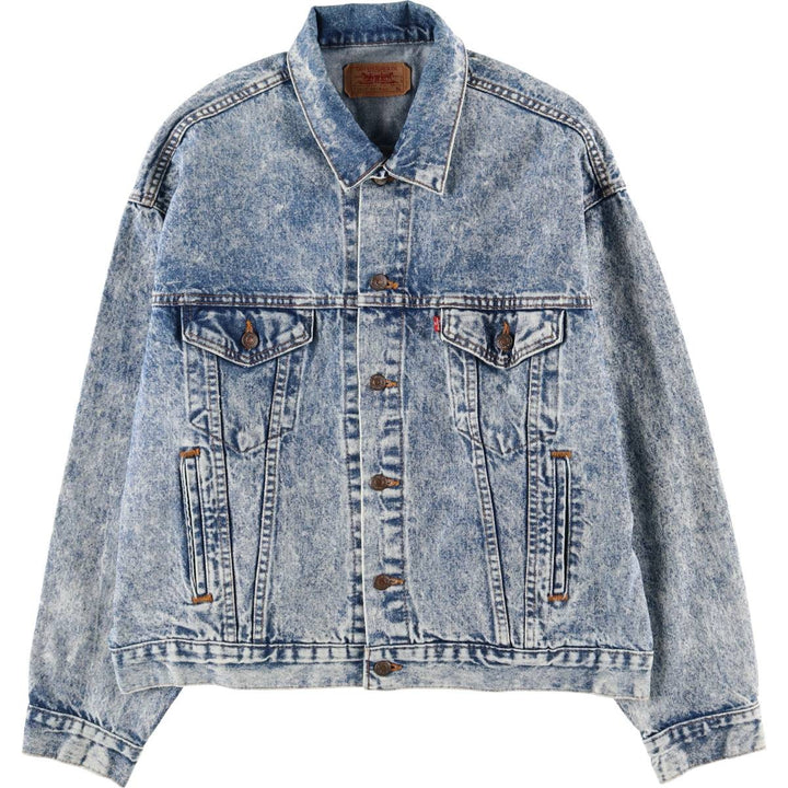 90'S Levi's 70507-0219 Chemical Wash Denim Jacket, Made in USA, Men's Size XL, Vintage cotton blue type Vintage Second Hand