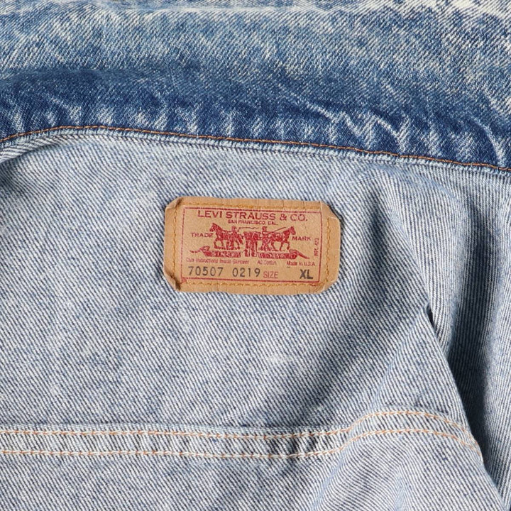 90'S Levi's 70507-0219 Chemical Wash Denim Jacket, Made in USA, Men's Size XL, Vintage cotton blue type Vintage Second Hand