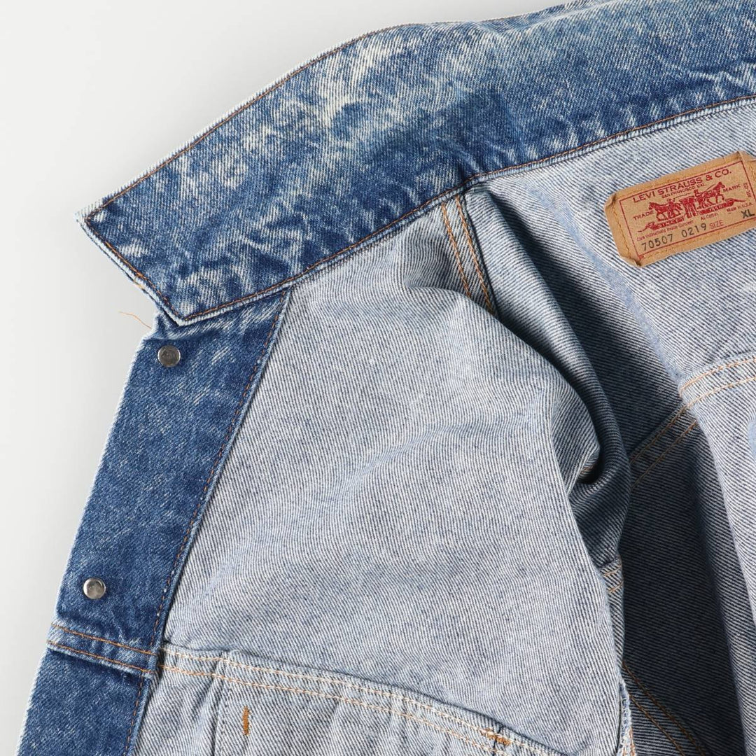 90'S Levi's 70507-0219 Chemical Wash Denim Jacket, Made in USA, Men's Size XL, Vintage cotton blue type Vintage Second Hand
