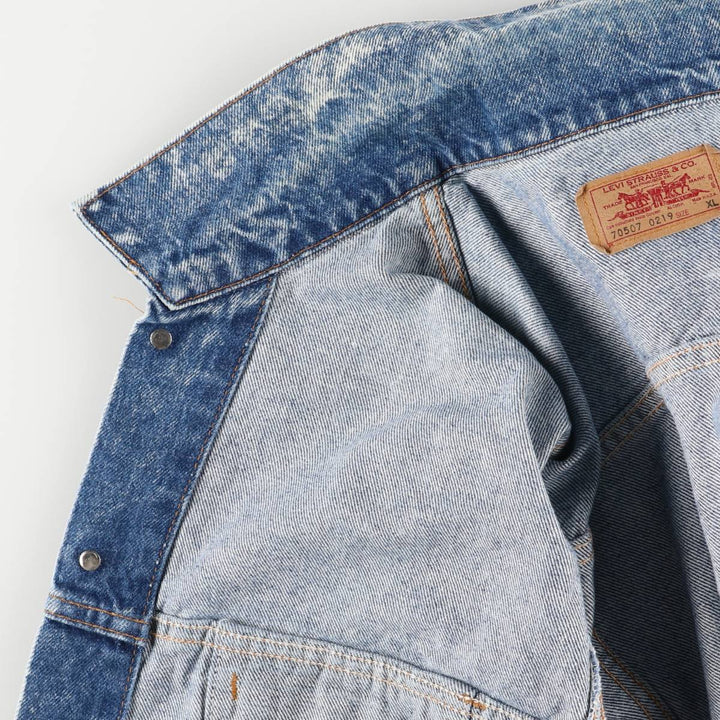 90'S Levi's 70507-0219 Chemical Wash Denim Jacket, Made in USA, Men's Size XL, Vintage cotton blue type Vintage Second Hand