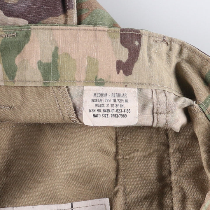Genuine US military camouflage pattern multicam camo ripstop military cargo pants combat pants made in USA MEDIUM-REGULAR Nylon Khaki type Vintage Second Hand