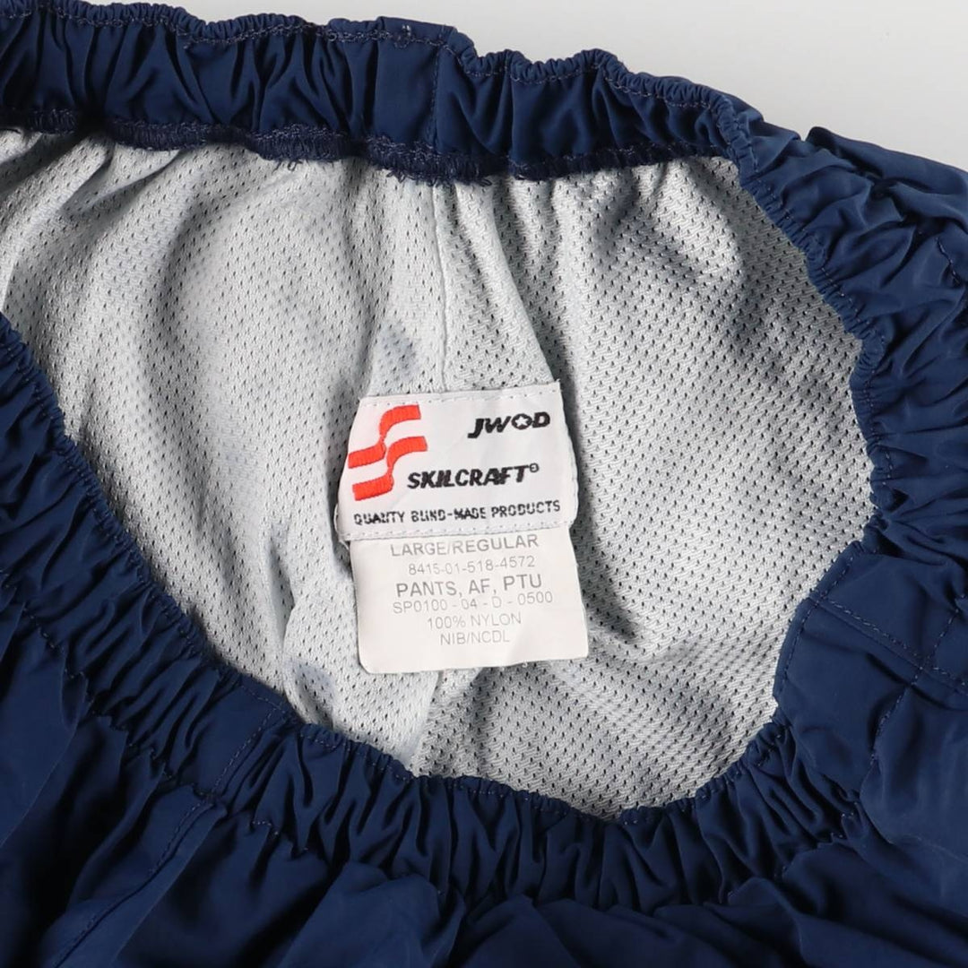 00'S US military genuine SKILCRAFT PTU training pants, nylon pants, rustling pants, made in USA, LARGE Nylon navy blue type Vintage Second Hand