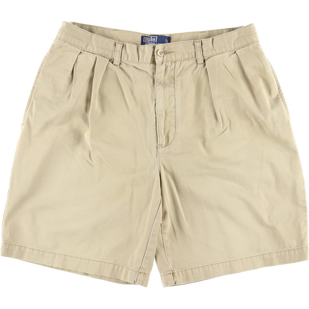 Ralph Lauren POLO by Ralph Lauren TYLER SHORT Two-pleat chino shorts, short pants, men's size W34 cotton Beige type Vintage Second Hand