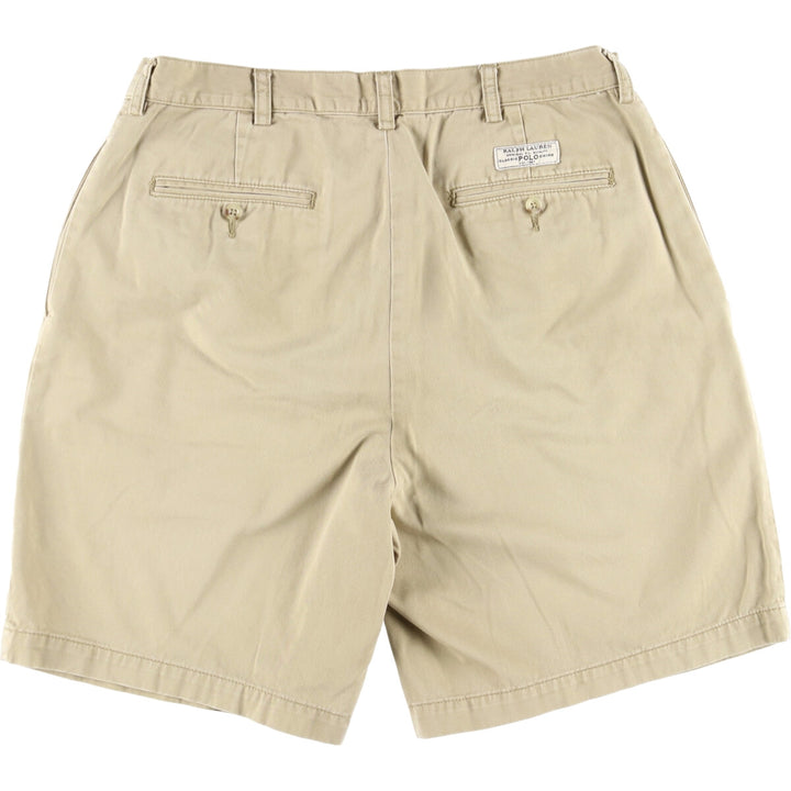 Ralph Lauren POLO by Ralph Lauren TYLER SHORT Two-pleat chino shorts, short pants, men's size W34 cotton Beige type Vintage Second Hand