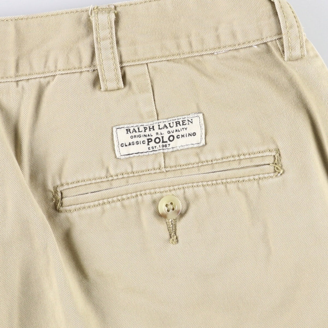 Ralph Lauren POLO by Ralph Lauren TYLER SHORT Two-pleat chino shorts, short pants, men's size W34 cotton Beige type Vintage Second Hand