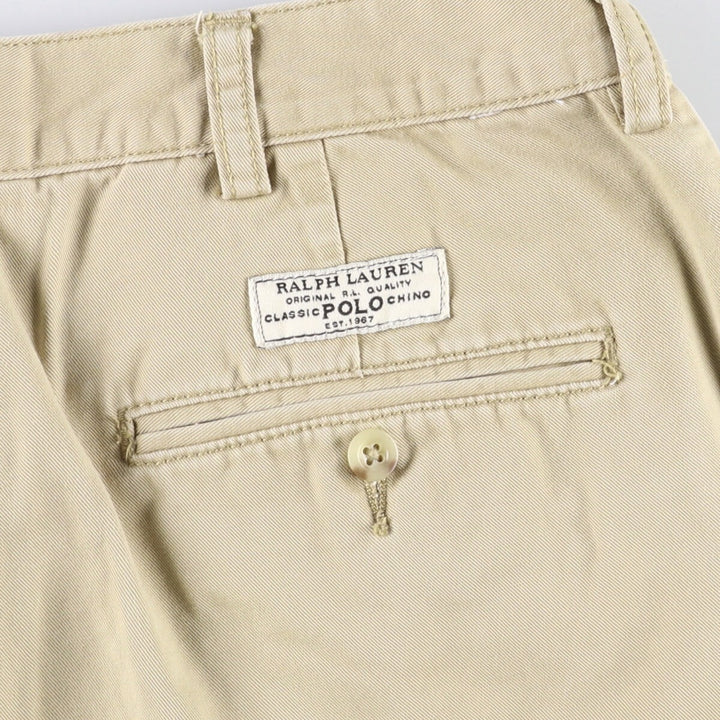 Ralph Lauren POLO by Ralph Lauren TYLER SHORT Two-pleat chino shorts, short pants, men's size W34 cotton Beige type Vintage Second Hand