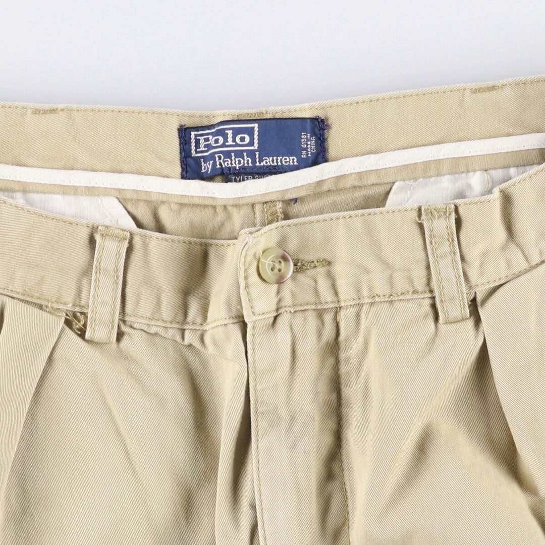 Ralph Lauren POLO by Ralph Lauren TYLER SHORT Two-pleat chino shorts, short pants, men's size W34 cotton Beige type Vintage Second Hand