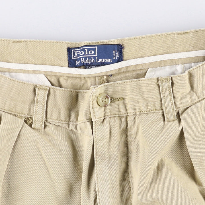 Ralph Lauren POLO by Ralph Lauren TYLER SHORT Two-pleat chino shorts, short pants, men's size W34 cotton Beige type Vintage Second Hand