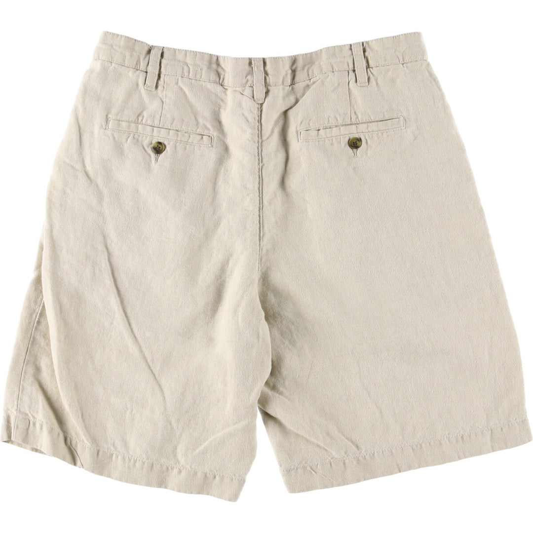 2000'S Eddie Bauer Relaxed Fit Two-Pleated Linen Shorts, Men's Size W36 linen unbleached Vintage Second Hand
