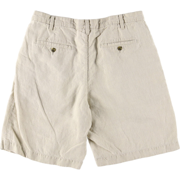 2000'S Eddie Bauer Relaxed Fit Two-Pleated Linen Shorts, Men's Size W36 linen unbleached Vintage Second Hand