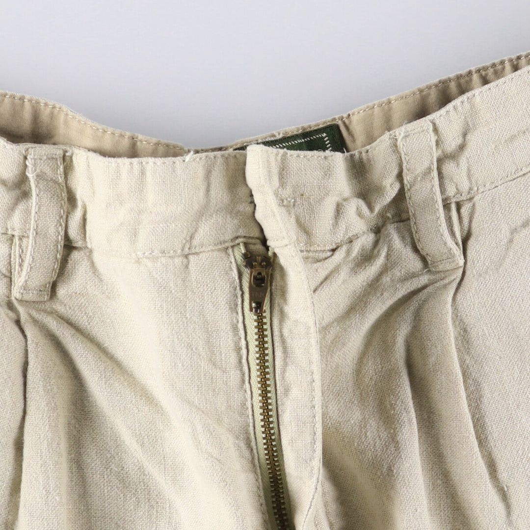 2000'S Eddie Bauer Relaxed Fit Two-Pleated Linen Shorts, Men's Size W36 linen unbleached Vintage Second Hand