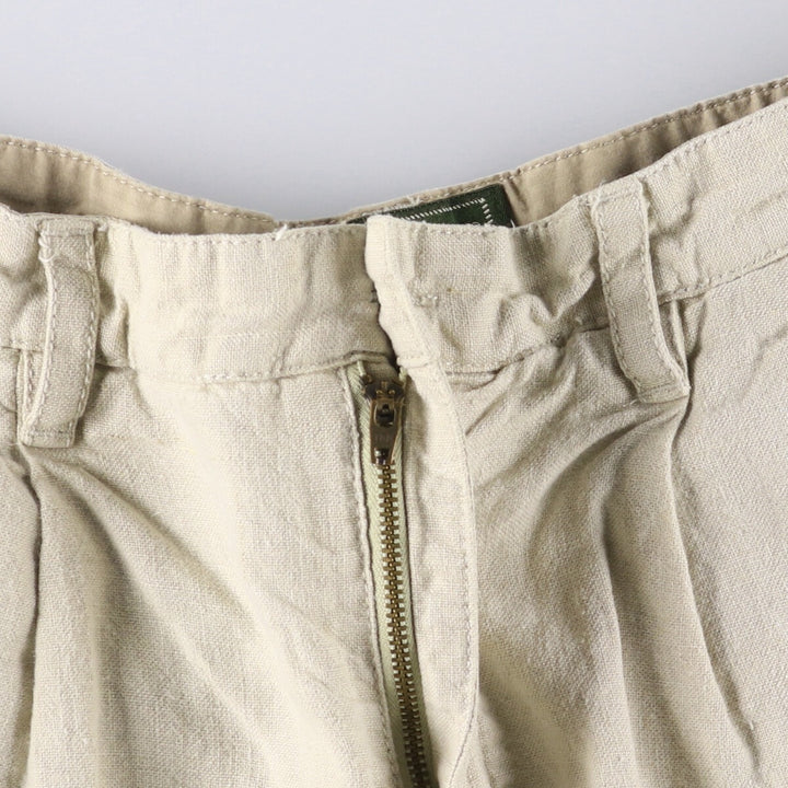 2000'S Eddie Bauer Relaxed Fit Two-Pleated Linen Shorts, Men's Size W36 linen unbleached Vintage Second Hand