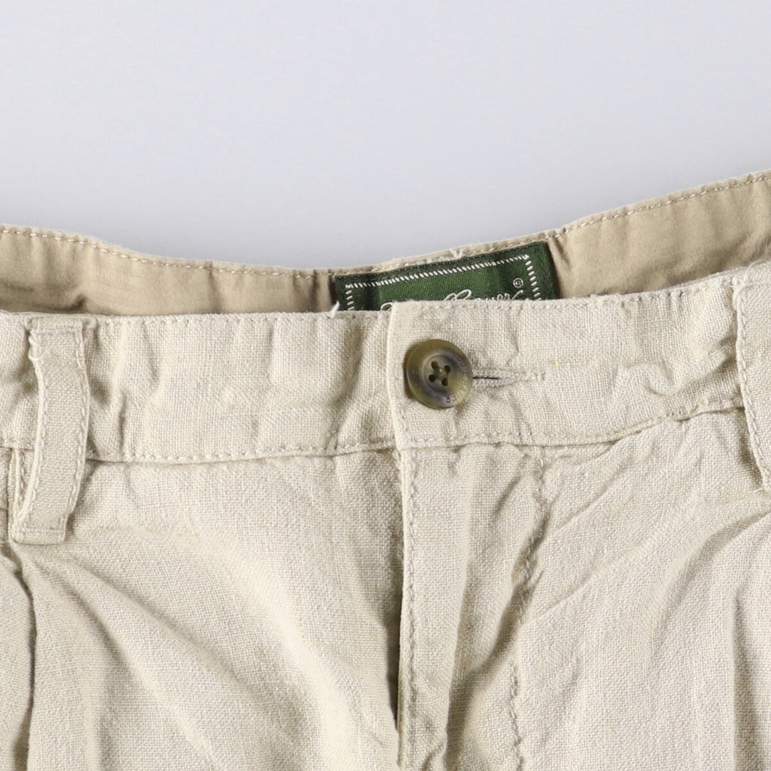 2000'S Eddie Bauer Relaxed Fit Two-Pleated Linen Shorts, Men's Size W36 linen unbleached Vintage Second Hand