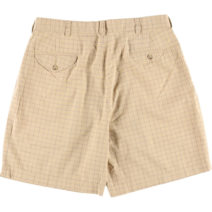 Ralph Lauren Polo Golf Check Pattern Two-Pleated Seersucker Cotton Shorts, Men's Size W34 cotton Beige type Vintage Second Hand