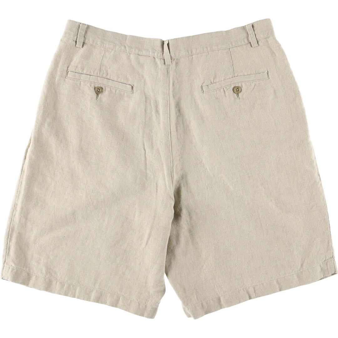 Eddie Bauer Two-pleat Linen Shorts, Men's Size W36 linen unbleached Vintage Second Hand
