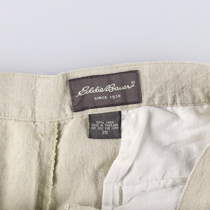 Eddie Bauer Two-pleat Linen Shorts, Men's Size W36 linen unbleached Vintage Second Hand