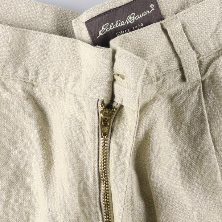 Eddie Bauer Two-pleat Linen Shorts, Men's Size W36 linen unbleached Vintage Second Hand