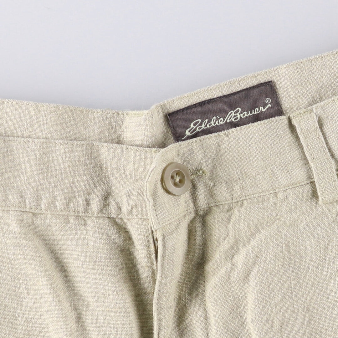 Eddie Bauer Two-pleat Linen Shorts, Men's Size W36 linen unbleached Vintage Second Hand