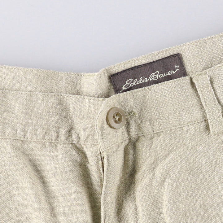 Eddie Bauer Two-pleat Linen Shorts, Men's Size W36 linen unbleached Vintage Second Hand