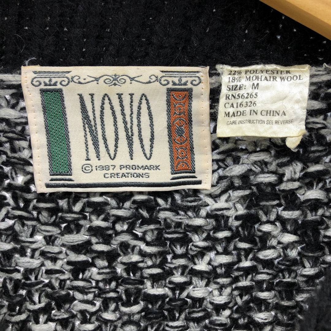 Vintage 1980'S NOVO all-over print mohair-blend acrylic knit sweater, size M, men's acrylic navy blue type Vintage Second Hand