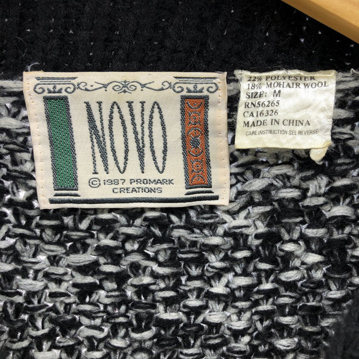 Vintage 1980'S NOVO all-over print mohair-blend acrylic knit sweater, size M, men's acrylic navy blue type Vintage Second Hand
