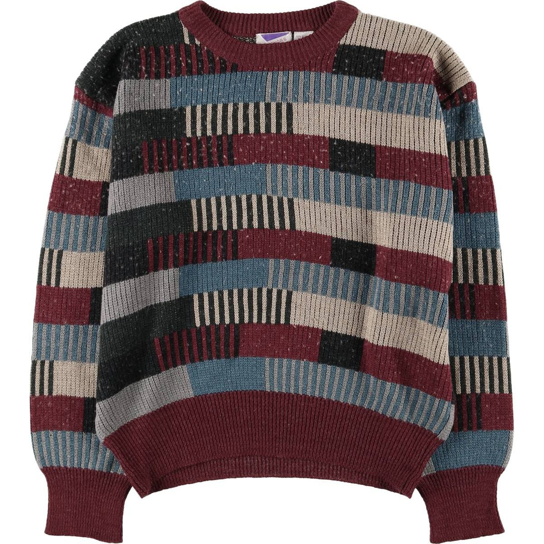 HONORS All-Over Print Acrylic Knit Sweater, Men's Size L acrylic red type reddish brown Vintage Second Hand
